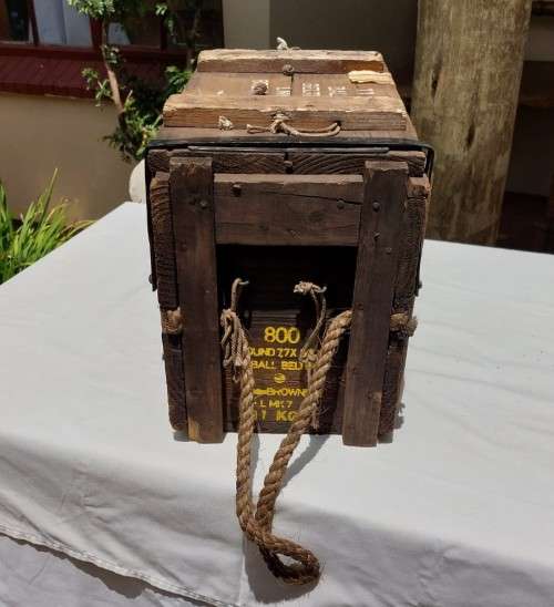 SA ARMY 1950S WOODEN AMMO BOX FOR BROWNING 7.7x56MMR MACHINE GUN BALL BELTED AMMO