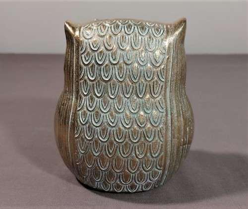 RARE ANTIQUE BRASS OWL MONEY BOX COIN BANK  LARGE 12CM HIGH 10CM WIDE