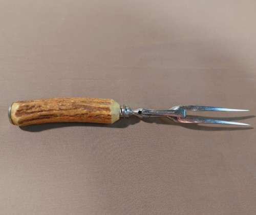 GENUINE STAG ANTLER HANDLE 3 PIECE CARVING SET MADE BY LEWIS ROSE and CO IN SHEFFIELD ENGLAND 1950S