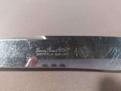 GENUINE STAG ANTLER HANDLE 3 PIECE CARVING SET MADE BY LEWIS ROSE and CO IN SHEFFIELD ENGLAND 1950S