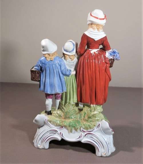 ANTIQUE DRESDEN (CARL THIEME 1920S MARK) GERMANY PORCELAIN FIGURINE YARDLEYS ADVERTISING 31CM HIGH
