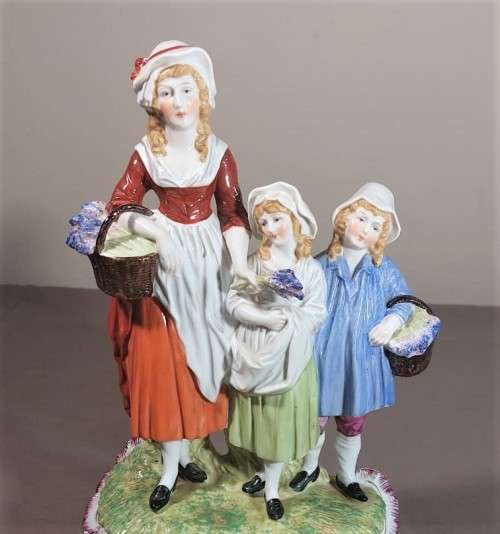 ANTIQUE DRESDEN (CARL THIEME 1920S MARK) GERMANY PORCELAIN FIGURINE YARDLEYS ADVERTISING 31CM HIGH