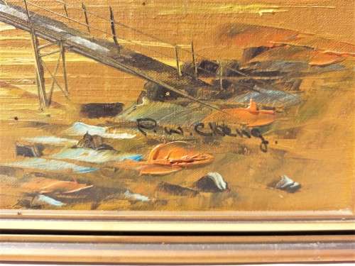 COLOURFUL 1960S OIL ON CANVAS BY FAMOUS HONG KONG ARTIST PW CHENG ORIGINAL SIGNED CHINESE JUNK BOATS