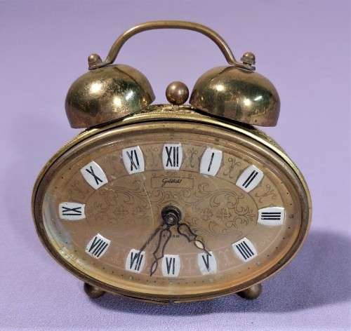 GOLDBUHL 1950S DOUBLE BELL ALARM CLOCK MADE IN WEST GERMANY  BELLS RING BUT WINDUP MECHANISM FAULTY