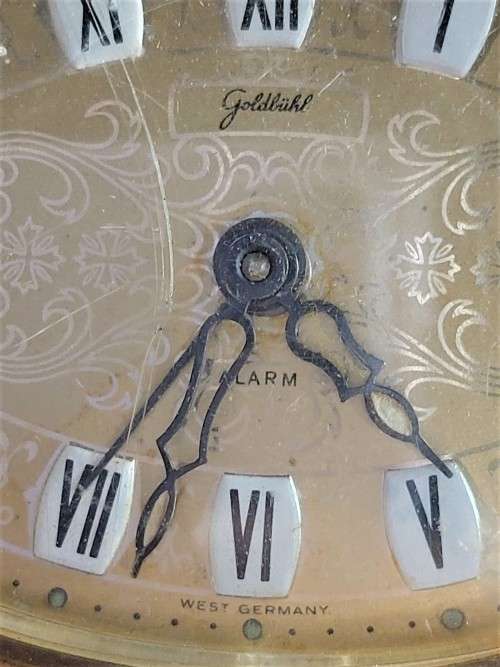 GOLDBUHL 1950S DOUBLE BELL ALARM CLOCK MADE IN WEST GERMANY  BELLS RING BUT WINDUP MECHANISM FAULTY