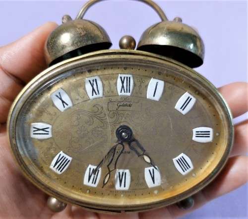 GOLDBUHL 1950S DOUBLE BELL ALARM CLOCK MADE IN WEST GERMANY  BELLS RING BUT WINDUP MECHANISM FAULTY