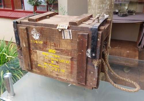 SA ARMY 1950S WOODEN AMMO BOX FOR BROWNING 7.7x56MMR MACHINE GUN BALL BELTED AMMO