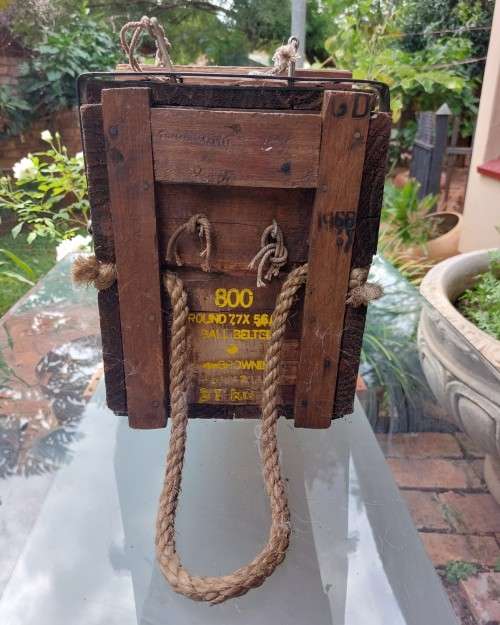 SA ARMY 1950S WOODEN AMMO BOX FOR BROWNING 7.7x56MMR MACHINE GUN BALL BELTED AMMO