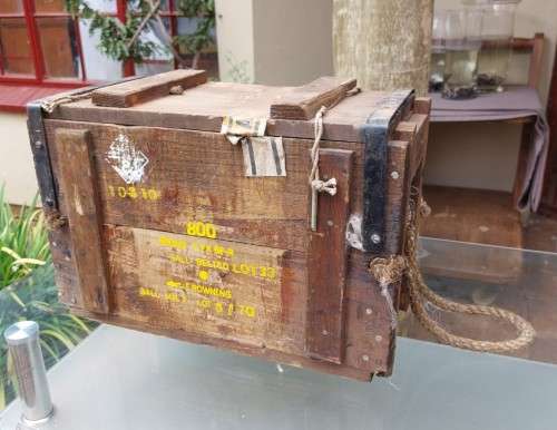 SA ARMY 1950S WOODEN AMMO BOX FOR BROWNING 7.7x56MMR MACHINE GUN BALL BELTED AMMO