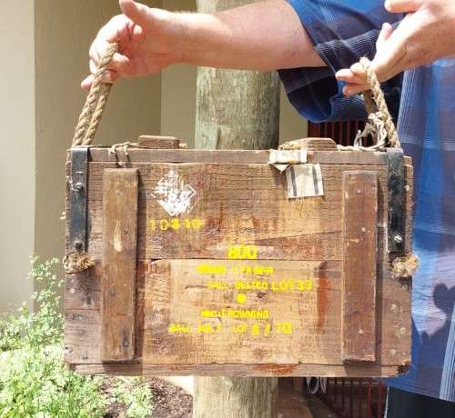 SA ARMY 1950S WOODEN AMMO BOX FOR BROWNING 7.7x56MMR MACHINE GUN BALL BELTED AMMO