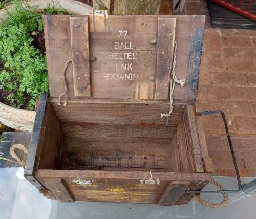 SA ARMY 1950S WOODEN AMMO BOX FOR BROWNING 7.7x56MMR MACHINE GUN BALL BELTED AMMO