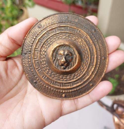BRONZE VINTAGE LEONIDAS OF SPARTA HELLAS GREEK STATUE WITH REMOVABLE SPEAR AND SHIELD