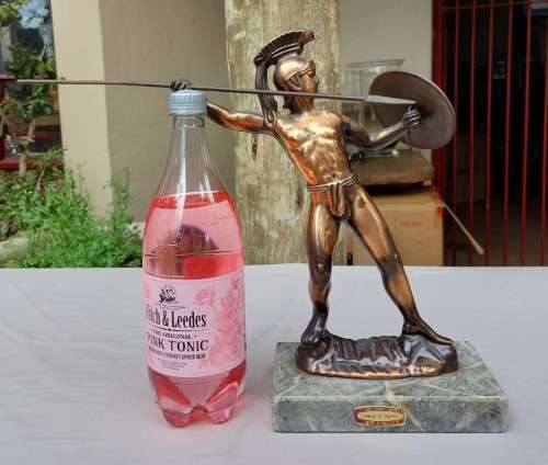 BRONZE VINTAGE LEONIDAS OF SPARTA HELLAS GREEK STATUE WITH REMOVABLE SPEAR AND SHIELD