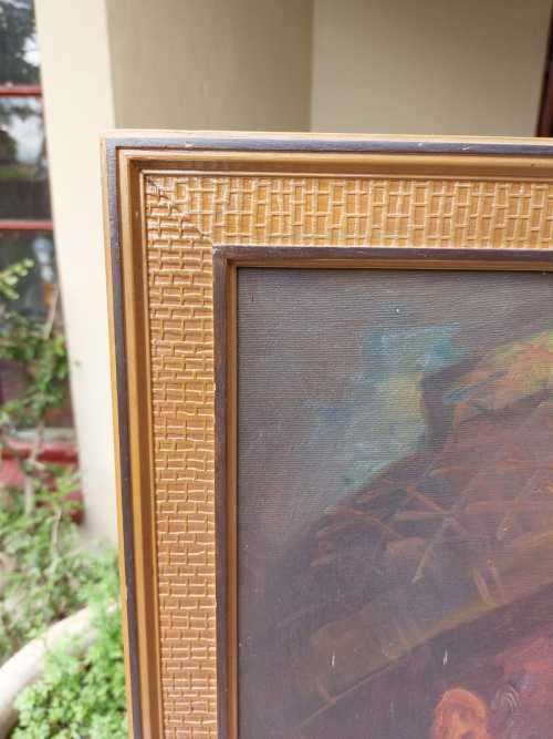 ORIGINAL SIGNED CHAN 1960S OIL PAINTING OF OLD CHINESE MAN WITH HIS OPIUM PIPE