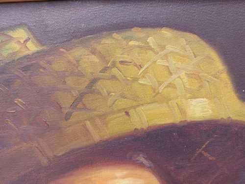 ORIGINAL SIGNED CHAN 1960S OIL PAINTING OF OLD CHINESE MAN WITH HIS OPIUM PIPE