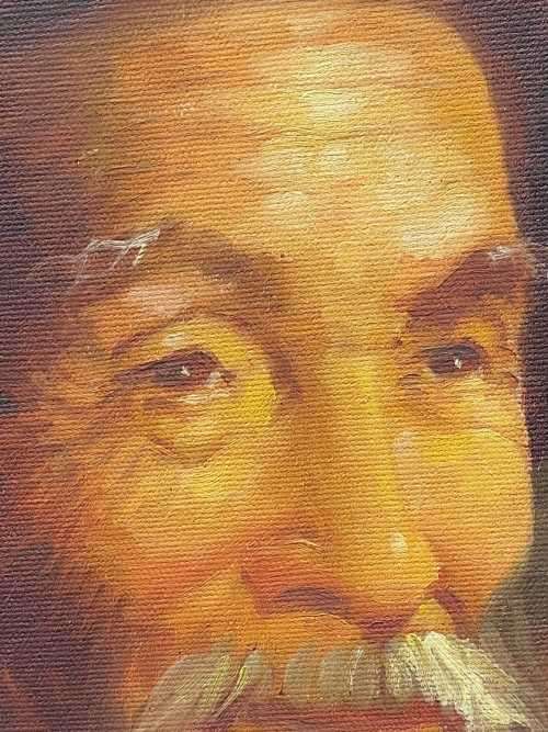 ORIGINAL SIGNED CHAN 1960S OIL PAINTING OF OLD CHINESE MAN WITH HIS OPIUM PIPE