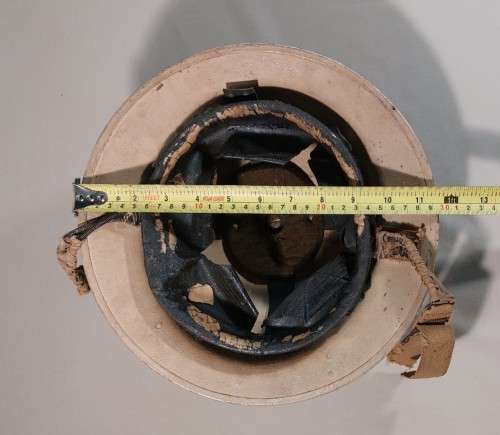 AN 1942 WWII BRODIE MKII SOUTH AFRICAN JAGER-RAND STEEL HELMET CAMOUFLAGED DESERT SAND COLOUR