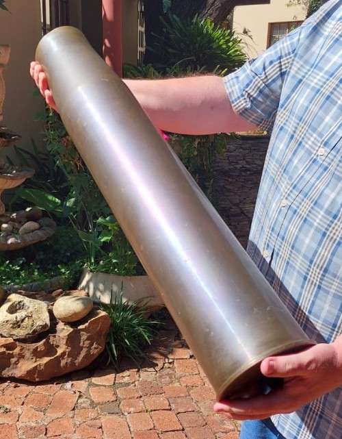GIGANTIC 73CM HIGH 4 INCH (101MM) CALIBER NAVAL GUN SHELL CASING DATED 1954 NO PRIMER
