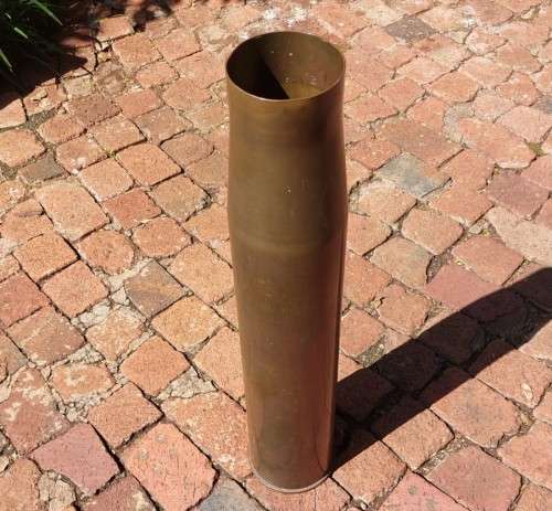 GIGANTIC 73CM HIGH 4 INCH (101MM) CALIBER NAVAL GUN SHELL CASING DATED 1954 NO PRIMER
