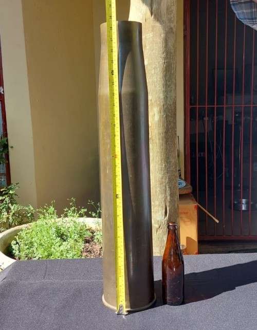 GIGANTIC 73CM HIGH 4 INCH (101MM) CALIBER NAVAL GUN SHELL CASING DATED 1954 NO PRIMER