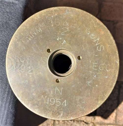GIGANTIC 73CM HIGH 4 INCH (101MM) CALIBER NAVAL GUN SHELL CASING DATED 1954 NO PRIMER