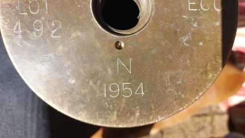 GIGANTIC 73CM HIGH 4 INCH (101MM) CALIBER NAVAL GUN SHELL CASING DATED 1954 NO PRIMER