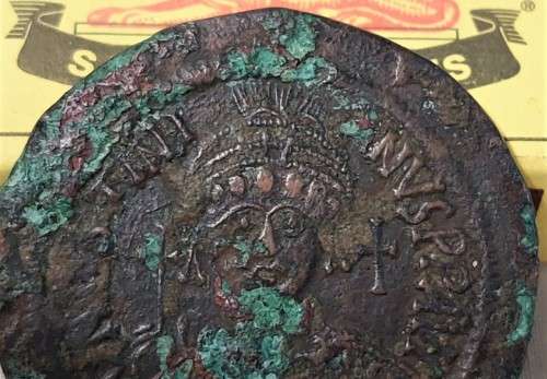 BRONZE FOLLIS OF JUSTINIAN 1 THE GREAT (EMPEROR 527-465 AD) LARGE EARLY YEAR 15 (542AD) BYZANTINE