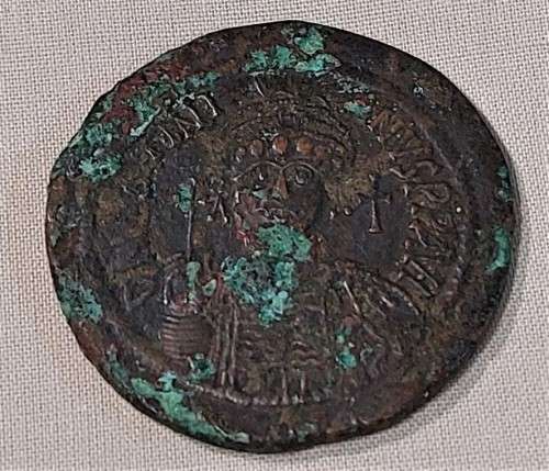 BRONZE FOLLIS OF JUSTINIAN 1 THE GREAT (EMPEROR 527-465 AD) LARGE EARLY YEAR 15 (542AD) BYZANTINE