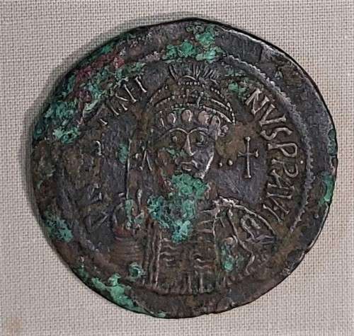 BRONZE FOLLIS OF JUSTINIAN 1 THE GREAT (EMPEROR 527-465 AD) LARGE EARLY YEAR 15 (542AD) BYZANTINE
