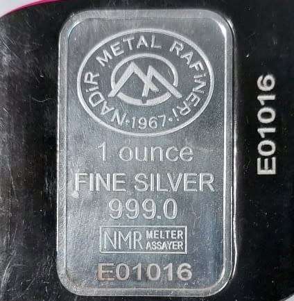 1 OZ SILVER BAR (33,1 GRAM) (PURITY .999) ENCASED NADIR REFINERY (TURKEY) UNIQUE SERIAL NO E0001016