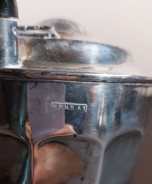ELEGANT 1940S HECWORTH AUSTRALIA SILVERPLATED ON COPPER COFFEE POT, TEA POT AND WATER JUG