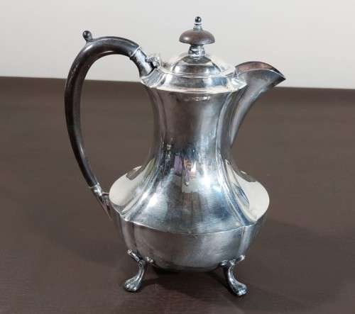 ELEGANT 1940S HECWORTH AUSTRALIA SILVERPLATED ON COPPER COFFEE POT, TEA POT AND WATER JUG