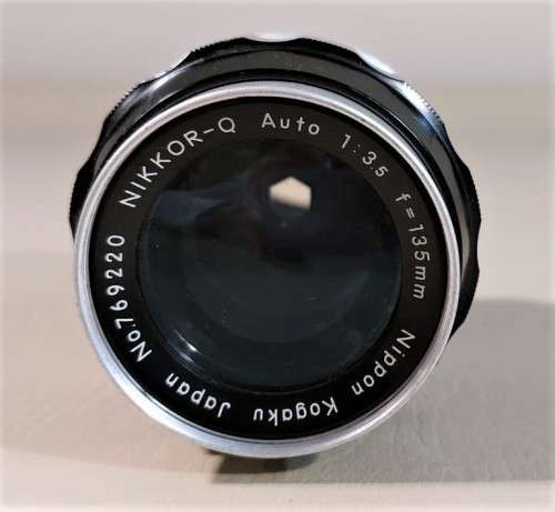 NIKKOR-Q AUTO F - 135MM 1:3,5 LENS SERIAL NO 769220 NIPPON KOGADU JAPAN 1963
