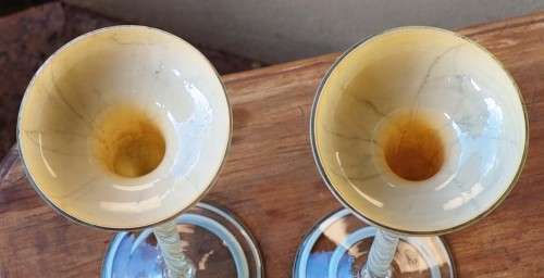 AWESOME PAIR OF KROSNO JOZEFINA POLISH HANDBLOWN TEALIGHT CANDLE HOLDERS