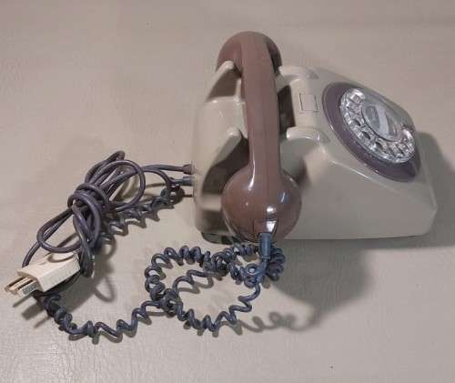 VINTAGE 1970S BRITISH POST OFFICE 746 GENERAL ELECTRIC ROTARY TELEPHONE TWO TONE BROWN AND GREY