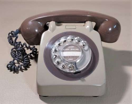 VINTAGE 1970S BRITISH POST OFFICE 746 GENERAL ELECTRIC ROTARY TELEPHONE TWO TONE BROWN AND GREY