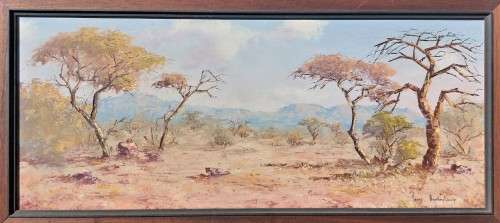 BREDENKAMP HENRY (SA ARTIST 1935 - ) EARLY WORK 1975 OIL ON BOARD TITLED POTGIETERSRUS
