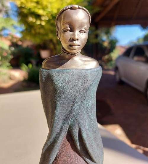 SOUL JOURNEYS MAASAI `DELILA` COLD-CAST BRONZE RESIN FIGURINE 24CM HIGH