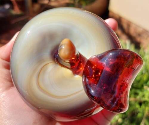 PAIR OF UKRANIAN ART GLASS APPLES EACH UNIQUE AND HANDMADE