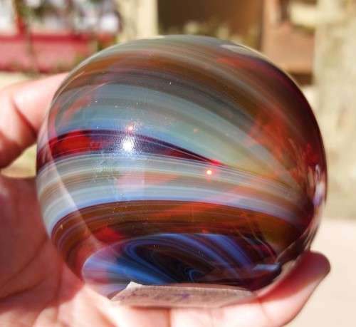 PAIR OF UKRANIAN ART GLASS APPLES EACH UNIQUE AND HANDMADE