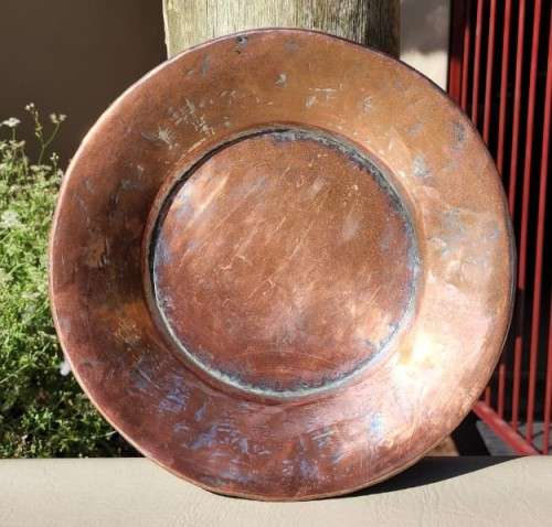 OLD HAND MADE PRIMITIVE COPPER PLATE