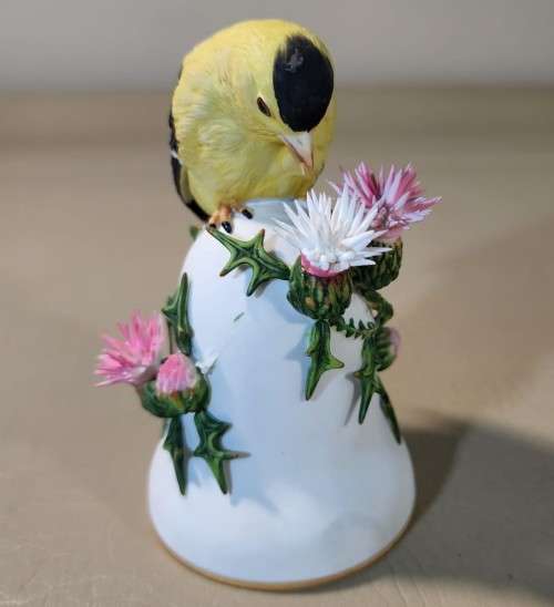 THREE (3) VINTAGE 1980S FRANKLIN MINT PETER BARRETT BISQUE HAND PAINTED PORCELAIN BIRD BELLS