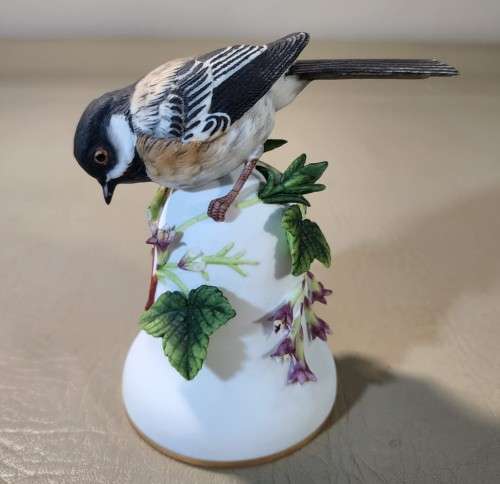 THREE (3) VINTAGE 1980S FRANKLIN MINT PETER BARRETT BISQUE HAND PAINTED PORCELAIN BIRD BELLS