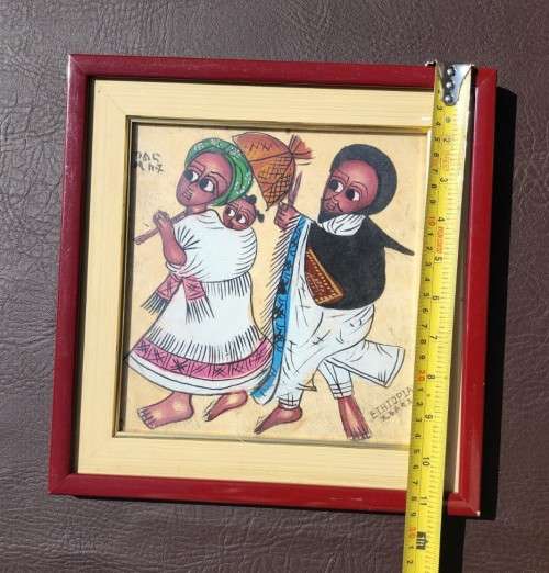 THREE ETHIOPIAN OIL PAINTING DEPICTING CULTURAL LIFE  ORIGINAL - FRAMED