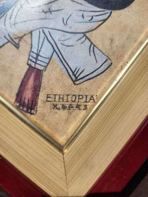 THREE ETHIOPIAN OIL PAINTING DEPICTING CULTURAL LIFE  ORIGINAL - FRAMED
