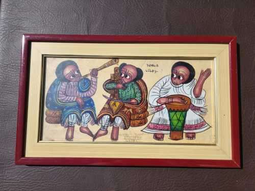 THREE ETHIOPIAN OIL PAINTING DEPICTING CULTURAL LIFE  ORIGINAL - FRAMED