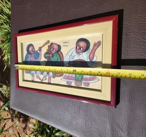 THREE ETHIOPIAN OIL PAINTING DEPICTING CULTURAL LIFE  ORIGINAL - FRAMED
