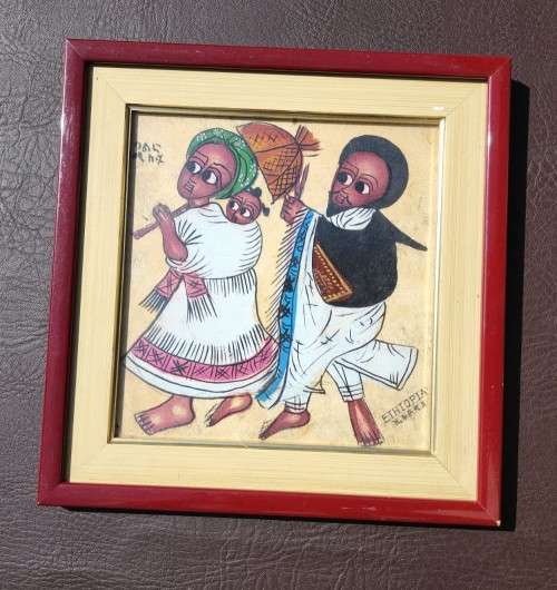 THREE ETHIOPIAN OIL PAINTING DEPICTING CULTURAL LIFE  ORIGINAL - FRAMED