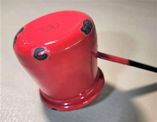 RED 1960S HUTA SILESIA POLAND (BOILER POT LOGO) ENAMEL COLANDER BOWL AND MILK POT