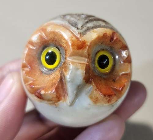 ITALIAN HAND CARVED ALABASTER OWL FAMILY OF FIGURINES